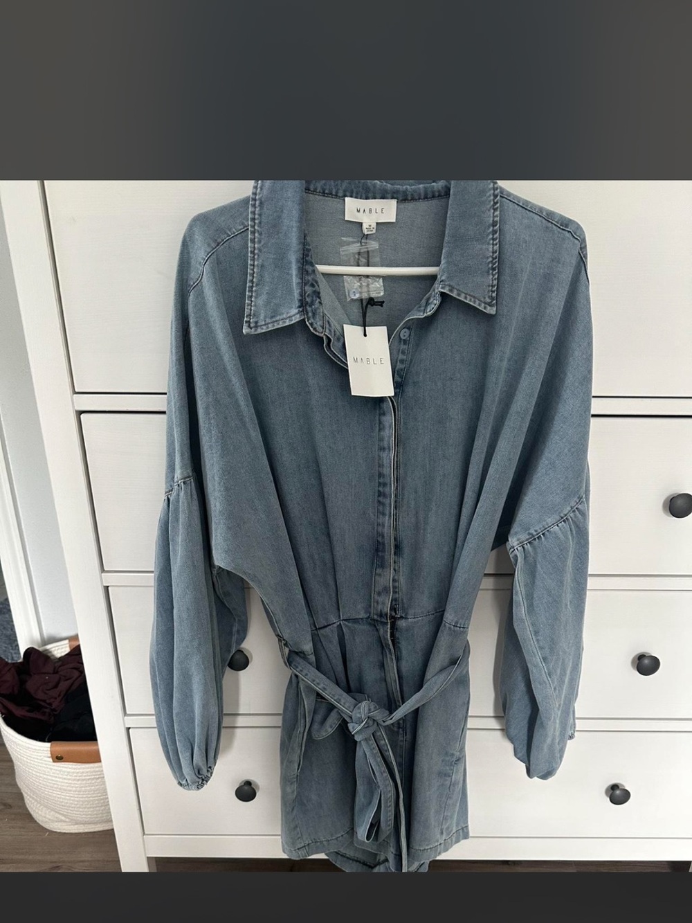 Mable Light Wash Denim romper - Blue